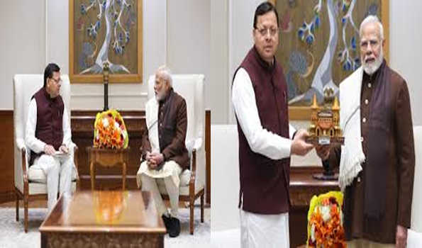 मोदी को धामी ने दिया राष्ट्रीय खेलों में पधारने का आमंत्रण