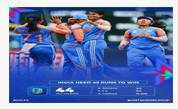 ہندوستانی خاتون ٹیم نے انڈر 19 ٹی ٹوئنٹی ورلڈ کپ میں ویسٹ انڈیز کو نو وکٹوں سے دی  شکست