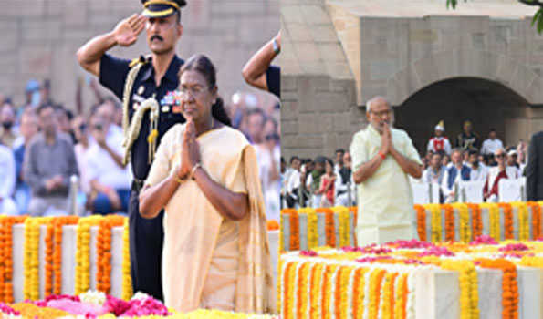 मुर्मु, राधाकृष्णन और मोदी सहित विभिन्न नेताओं ने अर्पित की महात्मा गांधी को श्रद्धांजलि