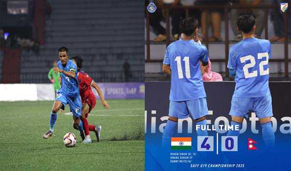 भारत ने सैफ अंडर-19 चैंपियनशिप में नेपाल को 4-0 से हराया