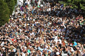 SRINAGAR, SEP 29 (UNI):- Muslim devotees react as a priest displays a relic believed to be a hair from the beard of Islam's Prophet Muhammad during a gathering organised on the occasion of Eid Milad-un-Nabi, also known as Mawlid, which marks the birth anniversary of the Prophet, at the Hazratbal Shrine in Srinagar on Thursday.UNI PHOTO-82U SRINAGAR, SEP 29 (UNI):- Muslim devotees react as a priest displays a relic believed to be a hair from the beard of Islam's Prophet Muhammad during a gathering organised on the occasion of Eid Milad-un-Nabi, also known as Mawlid, which marks the birth anniversary of the Prophet, at the Hazratbal Shrine in Srinagar on Thursday.UNI PHOTO-82U