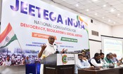 NEW DELHI, SEP 29 (UNI):-   I.N.D.I.A. alliance leader Digvijay Singh  addressing the  National Convention for Democracy, Secularism and  Social Justice 'Jeetega INDIA' in New Delhi on Friday. UNI PHOTO PSB2U