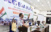 NEW DELHI, SEP 29 (UNI):- I.N.D.I.A. alliance leader Yogendra Yadav addressing the National Convention for Democracy, Secularism and Social Justice 'Jeetega INDIA' in New Delhi on Friday. UNI PHOTO PSB3U NEW DELHI, SEP 29 (UNI):- I.N.D.I.A. alliance leader Yogendra Yadav addressing the National Convention for Democracy, Secularism and Social Justice 'Jeetega INDIA' in New Delhi on Friday. UNI PHOTO PSB3U