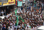 POONCH, SEP 29 (UNI):- Religious procession being taken out on Eid-i-Milad-un-Nabi in Poonch on Friday. UNI PHOTO-85U