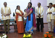 HYDERABAD, SEP 29 (UNI):- Union Minister of State for Rural Development Sadhvi Niranjan Jyoti presenting medal on the occasion of National Institute of Rural Development and Panchayat Raj (NIRDPR), 17th Convocation Ceremony of P G Students at NIRDPR in Hyderabad on Friday. UNI PHOTO-91U HYDERABAD, SEP 29 (UNI):- Union Minister of State for Rural Development Sadhvi Niranjan Jyoti presenting medal on the occasion of National Institute of Rural Development and Panchayat Raj (NIRDPR), 17th Convocation Ceremony of P G Students at NIRDPR in Hyderabad on Friday. UNI PHOTO-91U