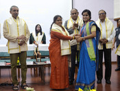 HYDERABAD, SEP 29 (UNI):- Union Minister of State for Rural Development Sadhvi Niranjan Jyoti presenting medal on the occasion of National Institute of Rural Development and Panchayat Raj (NIRDPR), 17th Convocation Ceremony of P G Students at NIRDPR in Hyderabad on Friday. UNI PHOTO-92U HYDERABAD, SEP 29 (UNI):- Union Minister of State for Rural Development Sadhvi Niranjan Jyoti presenting medal on the occasion of National Institute of Rural Development and Panchayat Raj (NIRDPR), 17th Convocation Ceremony of P G Students at NIRDPR in Hyderabad on Friday. UNI PHOTO-92U