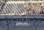 ATHENS, April 27, 2024 (UNI/Xinhua) -- Photo taken on April 26, 2024 shows a general view of the handover ceremony of the Olympic Flame for the Paris 2024 Summer Games at Panathenaic stadium in Athens, Greek. UNI PHOTO-7F