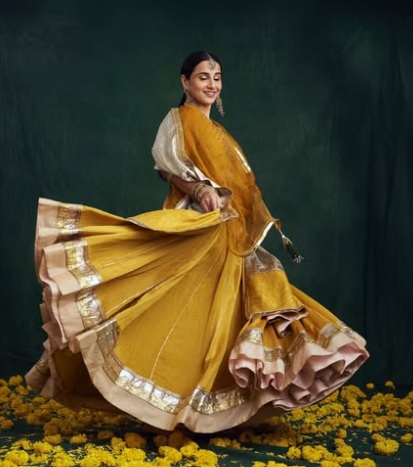 Vidya Balan marks Navratri day 5 in a vibrant yellow traditional outfit