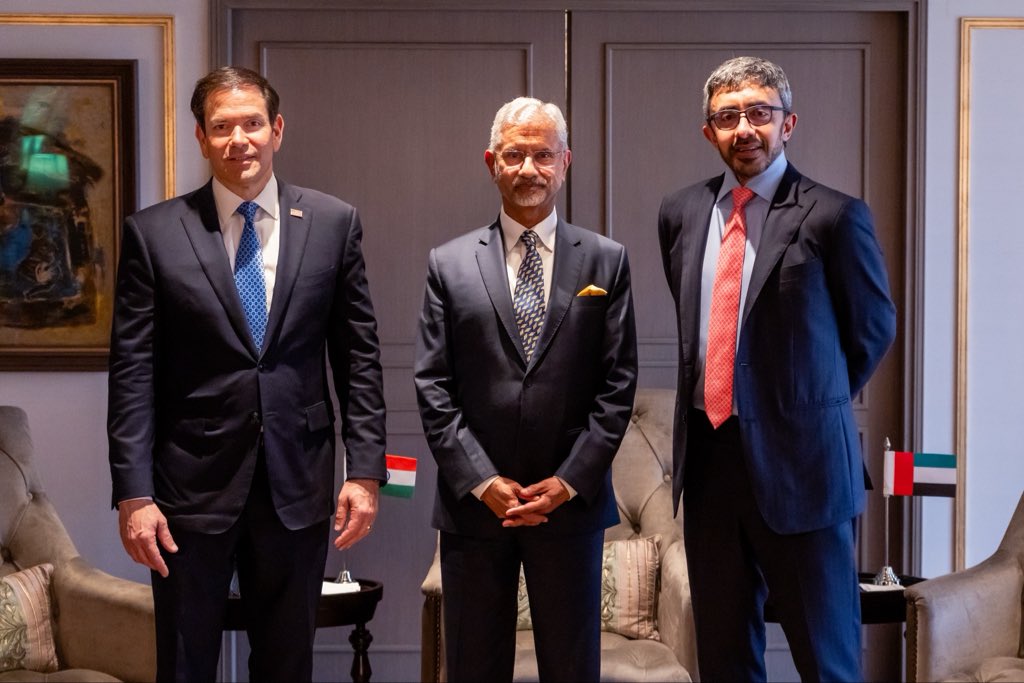 Jaishankar holds trilateral with US Secy of State Rubio and UAE's Sheikh Abdullah