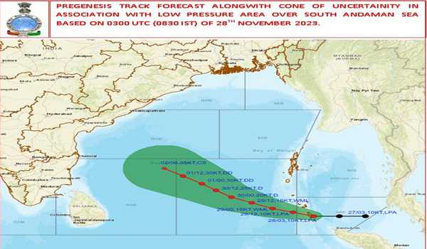 Low pressure area over S Andaman Sea to intensify into depression on Nov 30
