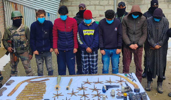 6 JeM aides held in Kulgam; large cache of arms , ammunition recovered