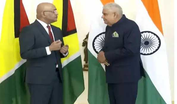 Guyanese VP Bharrat Jagdeo holds talks with VP Dhankhar