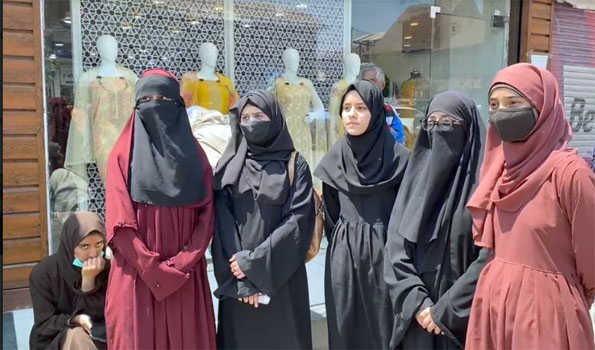 Students staged protest for not allowing to wear Abaya in School