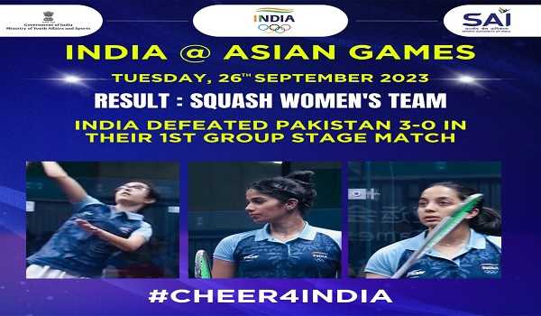 Indian women's squash team thrash Pakistan