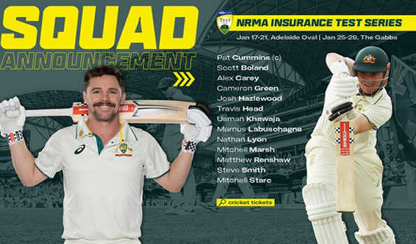 New opener confirmed as Australia name Test squad for West Indies series