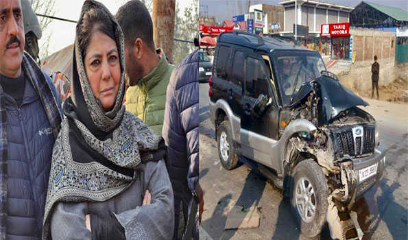 Mehbooba Mufti escapes unhurt in a road accident