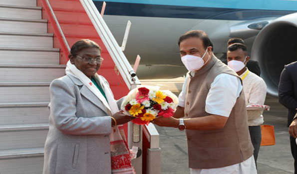 President Murmu arrives in Guwahati