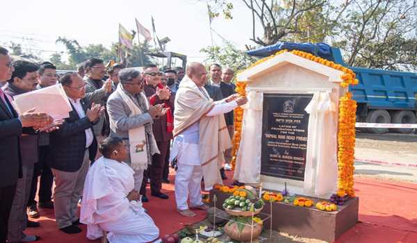 Manipur CM lays foundation stone of Imphal Ring Road Project