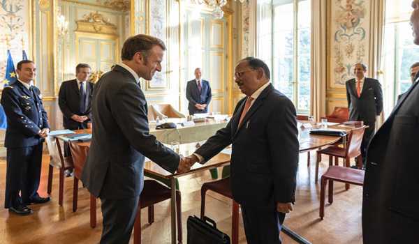NSA Ajit Doval calls on French President Emmanuel Macron, conveys greetings of PM Modi