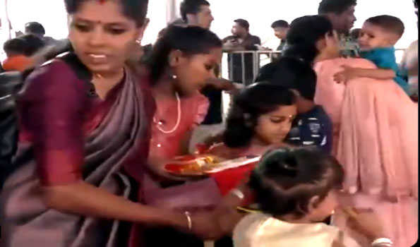 Thousands of kids inititated into world of learning on Vijayadasami in Kerala