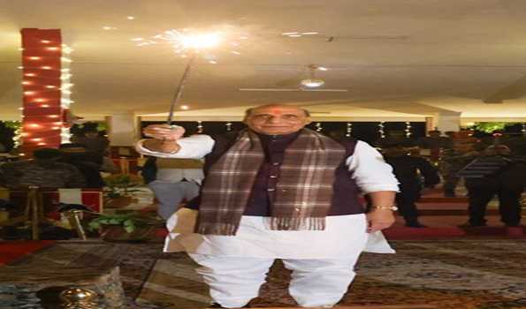 Rajnath celebrates Diwali with troops in Tezpur, Assam