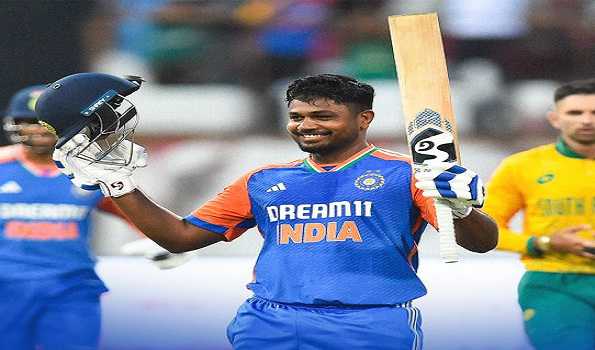 Samson back-to-back century propels India to 202