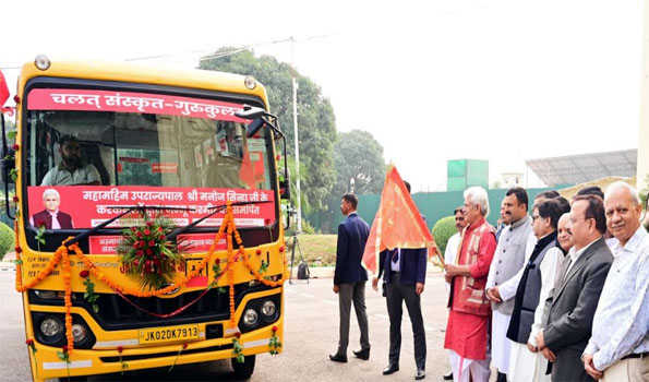 LG Sinha flags off Mobile Sanskrit Gurukul of Shri Kailakh Jyotish