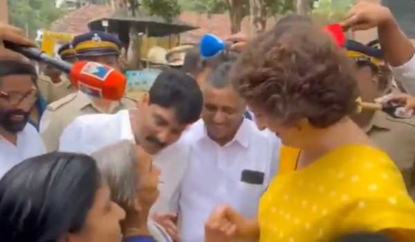 Priyanka visits polling booths in Wayanad, interacts with voters