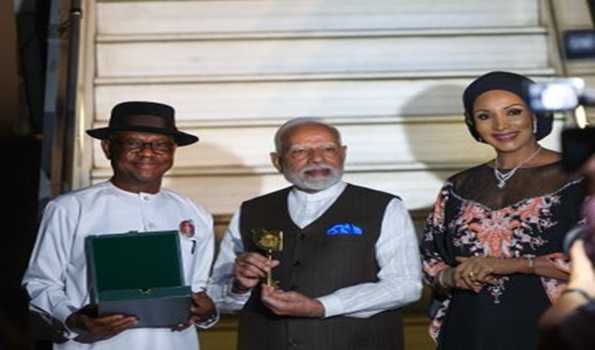 PM Modi arrives in Abuja to warm welcome, to hold talks with President Tinubu today