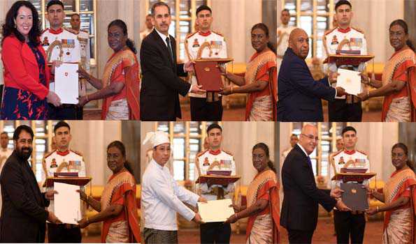 President accepts credentials from envoys of six nations