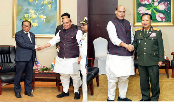 Rajnath meets Defence Ministers of Malaysia and Lao PDR in Vientiane