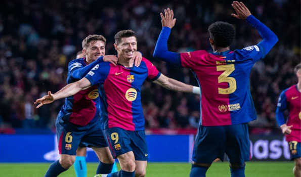 Lewandowski reaches landmark as Barca breezes past Brest