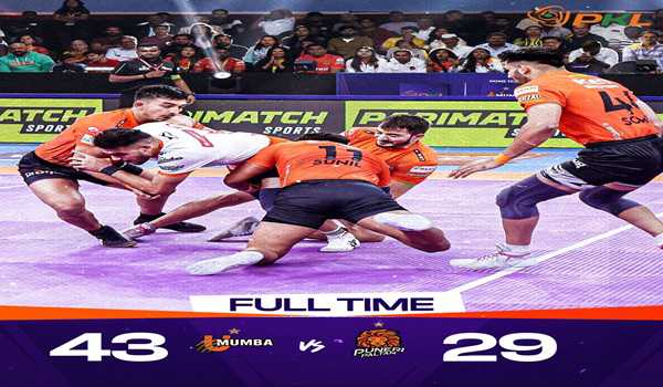 PKL: U Mumba beat Puneri Paltan 43-29 in Maharashtra derby
