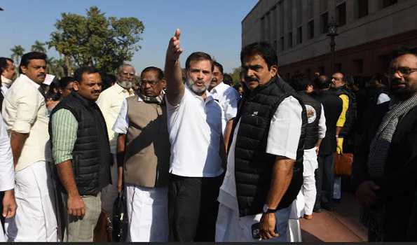 Opposition holds protest in parliament premises, demand JPC on Adani issue