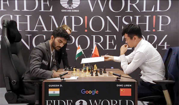 World Chess : Gukesh wins, takes lead as Champion Ding cracks under pressure