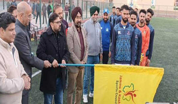 J&K Sports Minister, Advisor to CM flag off J&K Senior Football team for Santosh Trophy