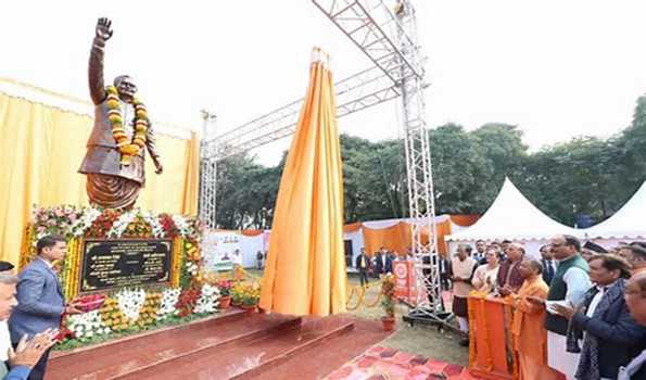 Rajnath, UP CM unveil statue of former PM Atal Bihari Vajpayee in Lucknow