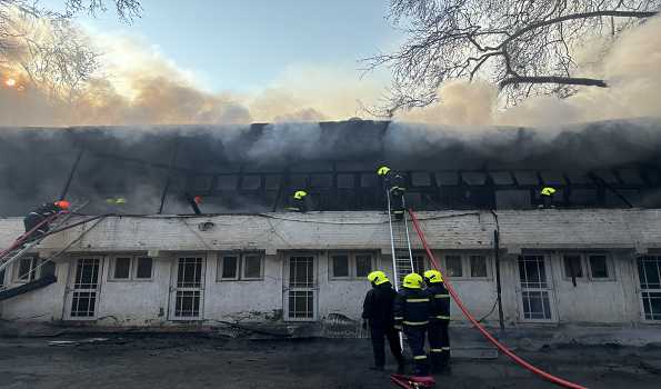 Residential quarters building damaged in fire incident at MLA hostel in Srinagar