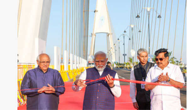 PM Modi inaugurates Sudarshan Setu country's longest cable-stayed bridge in Gujarat