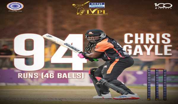 Gayle's 94 in vain as VVIP UP beat Telangana Tigers in IVPL
