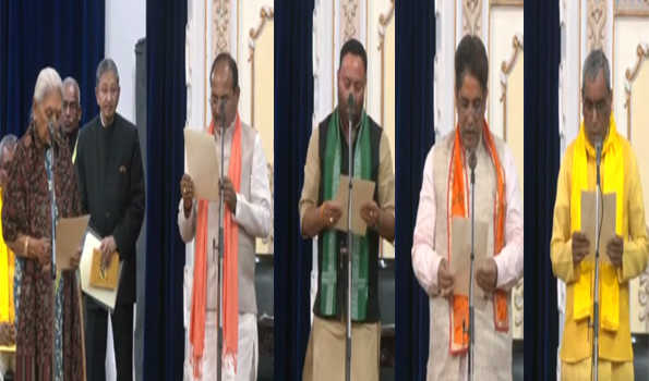 Four ministers take oath in first expansion of Yogi ministry