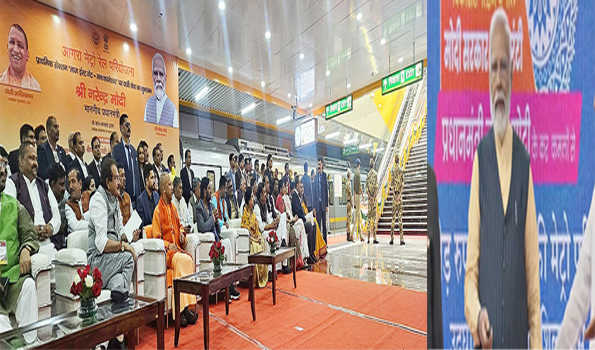 PM launches Agra Metro, Yogi takes inaugural ride