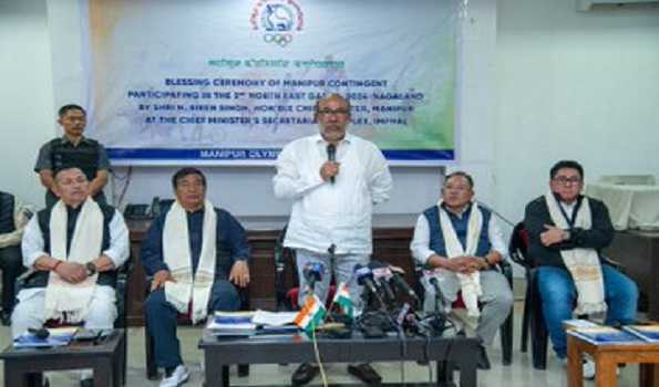 Manipur CM asks Nagaland bound state contingent to achieve success through hard work, discipline