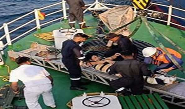 ICG evacuates critically injured man from fishing boat in Gulf of Khambat