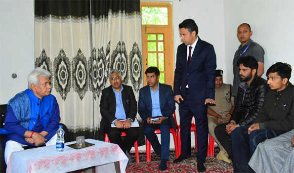 JK: Lt Gov Sinha visits Gandbal, expresses condolences to boat tragedy families.