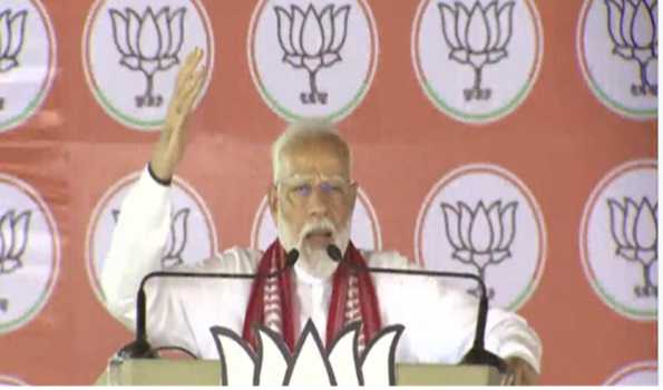 Modi arrives to address 4 rallies for BJP candidates in West Bengal