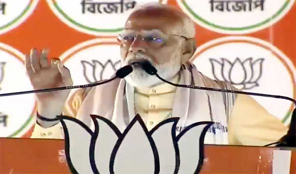 PM appeals to electorate to ensure return of Modi Sarkar and to end  TMC government