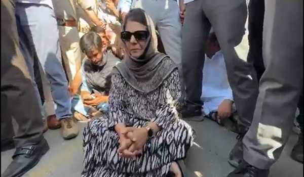 Mehbooba stages sit in on polling day