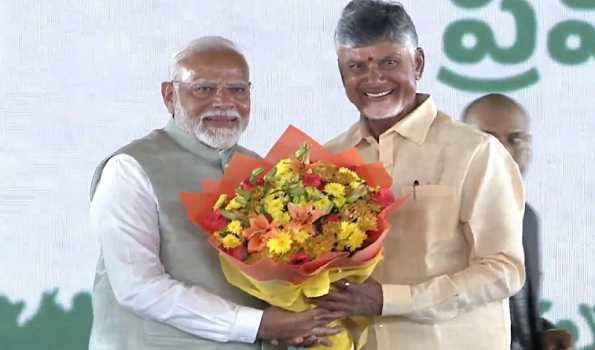 Chandrababu Naidu sworn-in as Andhra CM,  PM present