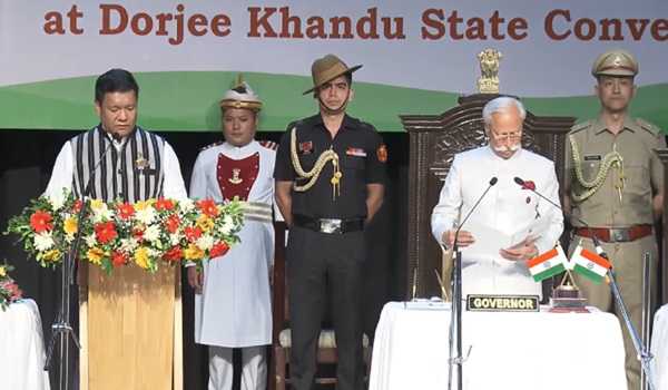 Khandu takes oath as CM of Arunachal for third consecutive time